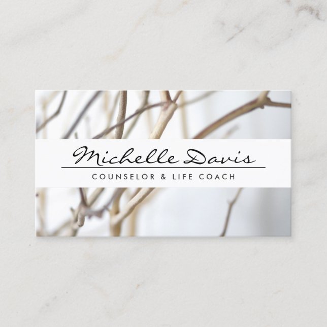 Elegant Name with Tree Branches Business Card (Front)