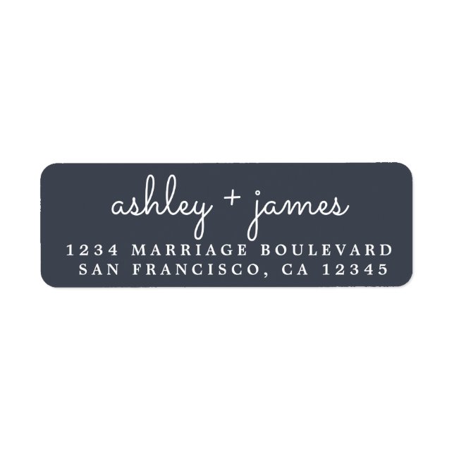 Elegant Names Dark Blue Wedding Return Address (Front)
