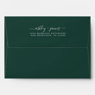 Elegant Names Dark Green Wedding Return Address Envelope