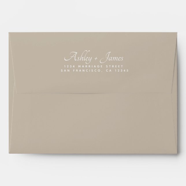 Elegant Names Grey Wedding Return Address Envelope (Back (Top Flap))