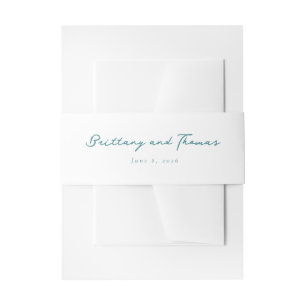Elegant Names Minimalist Teal Cursive Invitation Belly Band