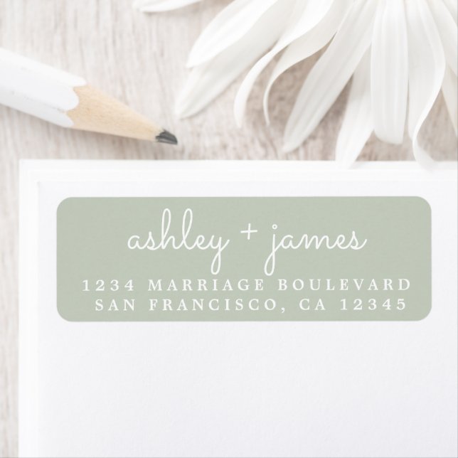 Elegant Names Pastel Green Wedding Return Address (Insitu)