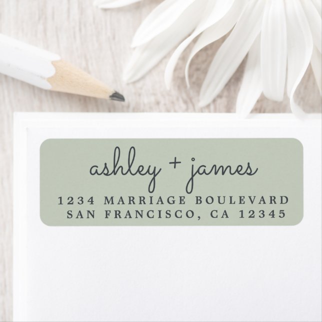 Elegant Names Pastel Green Wedding Return Address (Insitu)