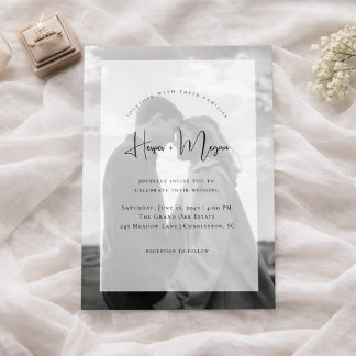 Elegant NAMES script Vellum Overlay Photo Wedding Invitation