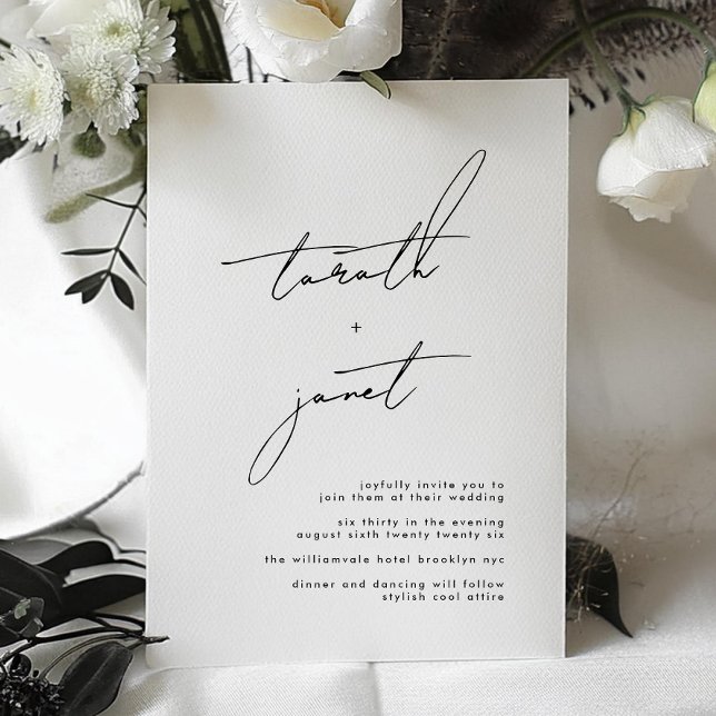 Elegant NAMES | Stylish Black & White Wedding Invitation (Creator Uploaded)