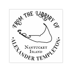 Elegant Nantucket Island Map OL Library Book Name Self-inking Stamp