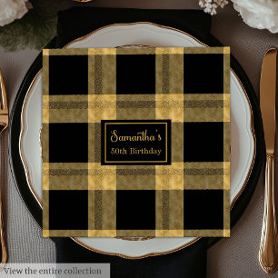 Elegant Napkins Black Gold Glitter Custom Wedding