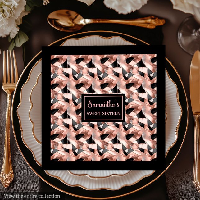 Elegant Napkins Rose Gold Glitter Table Accent (Elegant Napkins Rose Gold Glitter Table Accent)