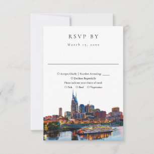 Elegant Nashville Riverfront Watercolor Wedding RSVP Card