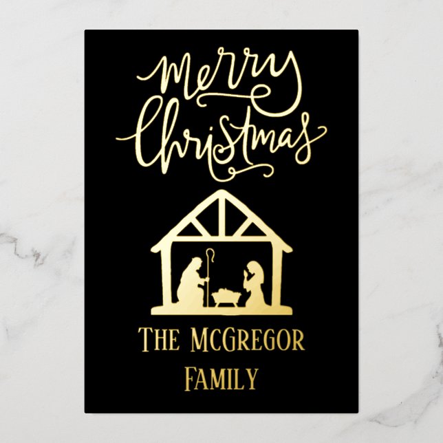 Elegant Nativity Christmas Family Name (Front)