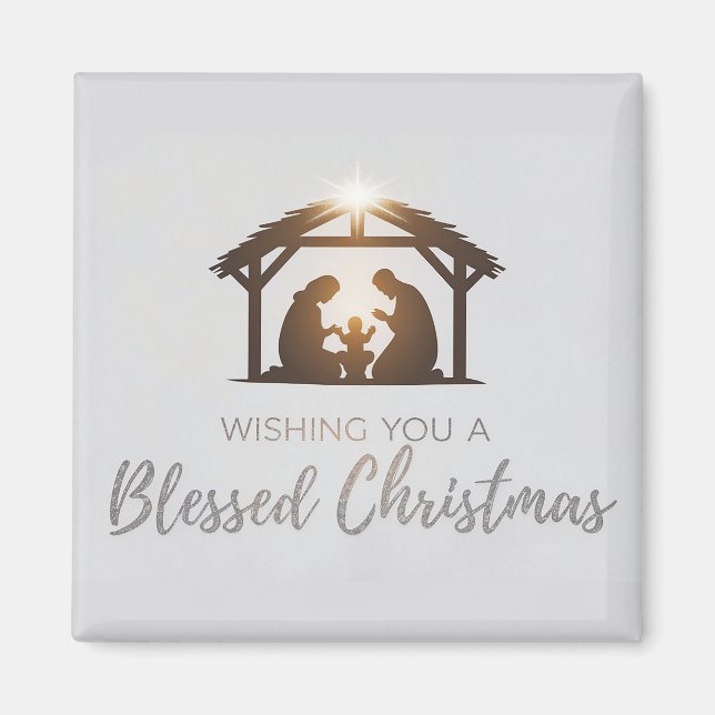 Elegant Nativity Scene Christmas Card  Magnet (Front)