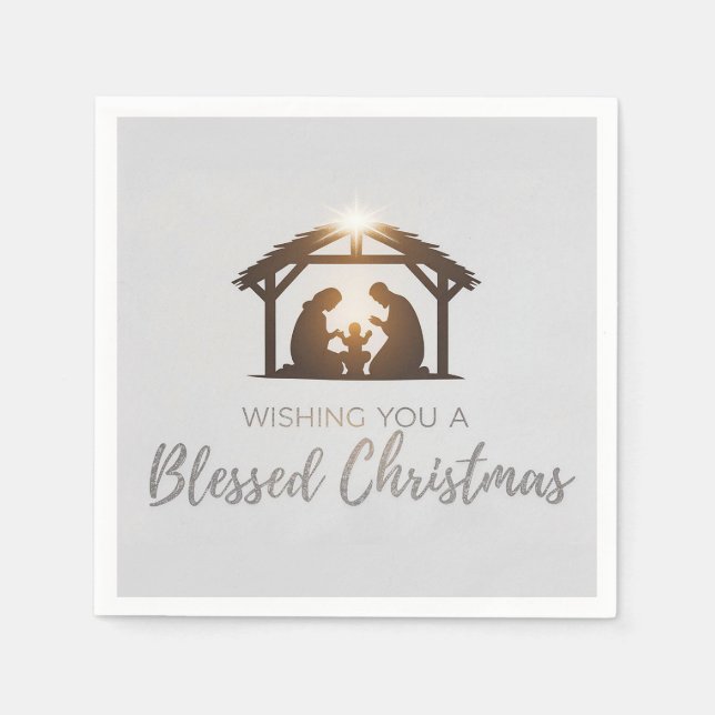Elegant Nativity Scene Christmas Card  Napkin (Front)