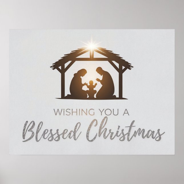 Elegant Nativity Scene Christmas Card  Poster (Front)