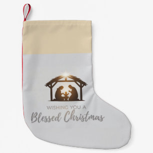 Elegant Nativity Scene Christmas Card Small Christmas Stocking