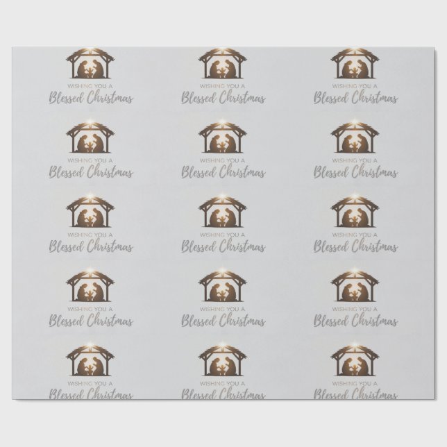 Elegant Nativity Scene Christmas Card  Wrapping Paper (Flat)