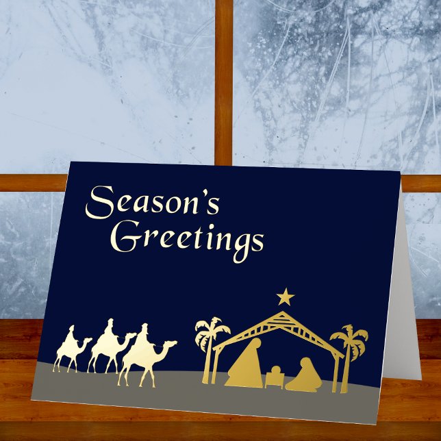 Elegant Nativity Season's Greetings Christmas Foil Holiday Card (Creator Uploaded)