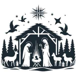 Elegant Nativity Silhouette Christmas Post Card 
