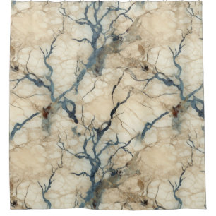 Elegant Natural Blue Grain Stone Marble Pattern Shower Curtain