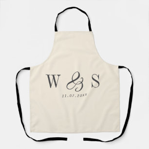 Elegant natural cream initial wedding couples apron