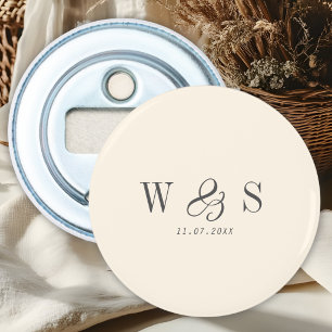 Elegant natural cream initial wedding couples bottle opener