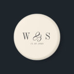 Elegant natural cream initial wedding couples magnet<br><div class="desc">Elegant natural cream initial wedding couple</div>