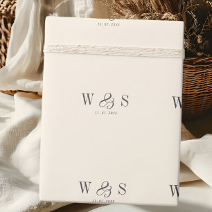 Elegant natural cream initial wedding couples wrapping paper