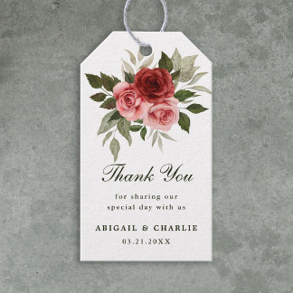 Elegant Natural Floral Wedding White Thank You Gift Tags