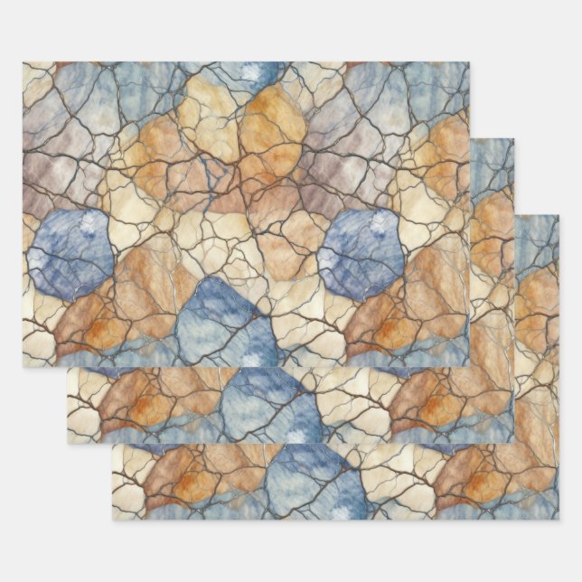 Elegant Natural Stone  Marble Pattern  Wrapping Paper Sheet (Set)