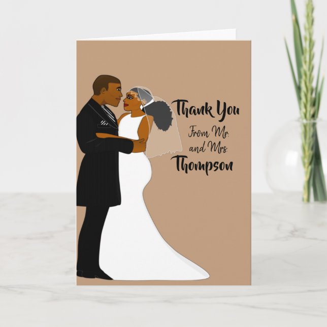 Elegant Natural Wedding Couple Thank You Card (Front)