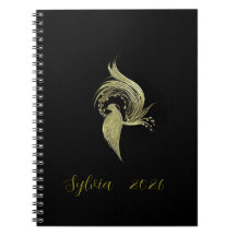 Elegant Nature Art on Black notebook