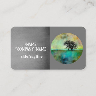 elegant nature art tree custom grey business card