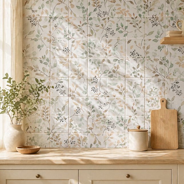 Elegant Nature Floral Decorative Tile Accent (Kitchen)