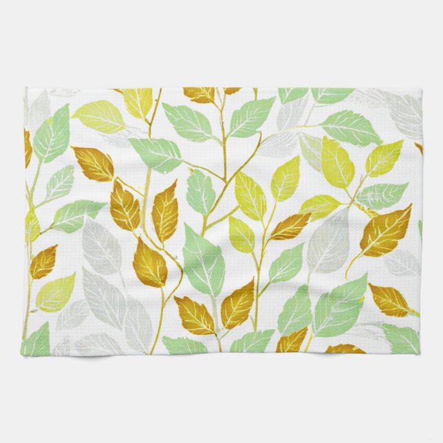 Elegant Nature-Inspired Leaf Design Tea Towel (Horizontal)