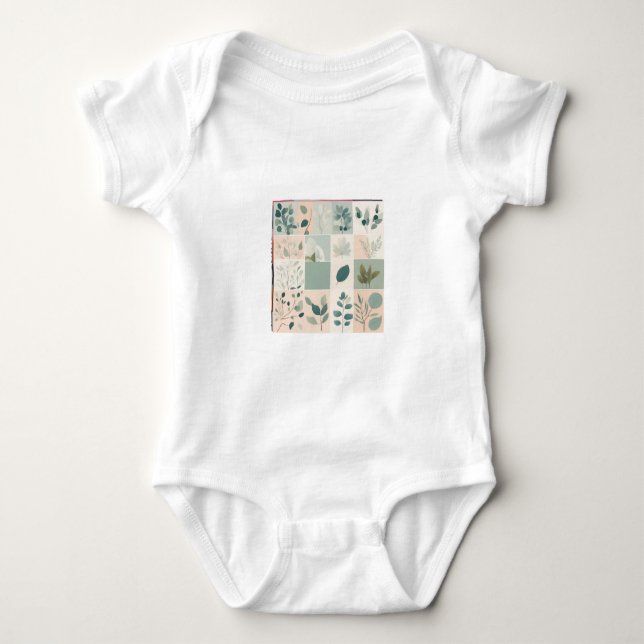Elegant Nature Patchwork Baby Bodysuit (Front)