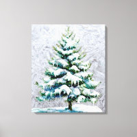 Elegant Nature Snowy Spruce Wall Hanging