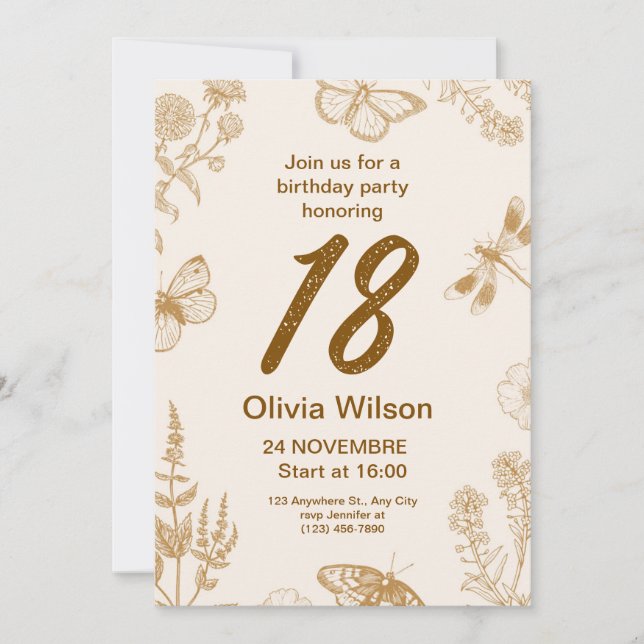 Elegant Nature-Themed Birthday  Invitation (Front)