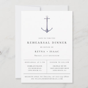 Elegant Nautical Anchor Rehearsal Dinner Announcement