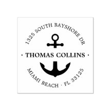 Elegant Nautical Anchor | Return Address Wooden