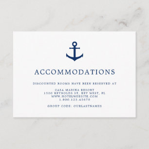Elegant Nautical Anchor Wedding Accommodations Enclosure Card