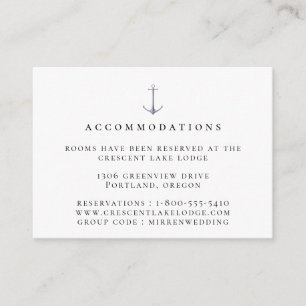 Elegant Nautical Anchor Wedding Accommodations Enclosure Card