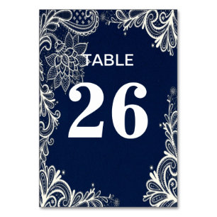 elegant nautical beach white lace navy blue table number