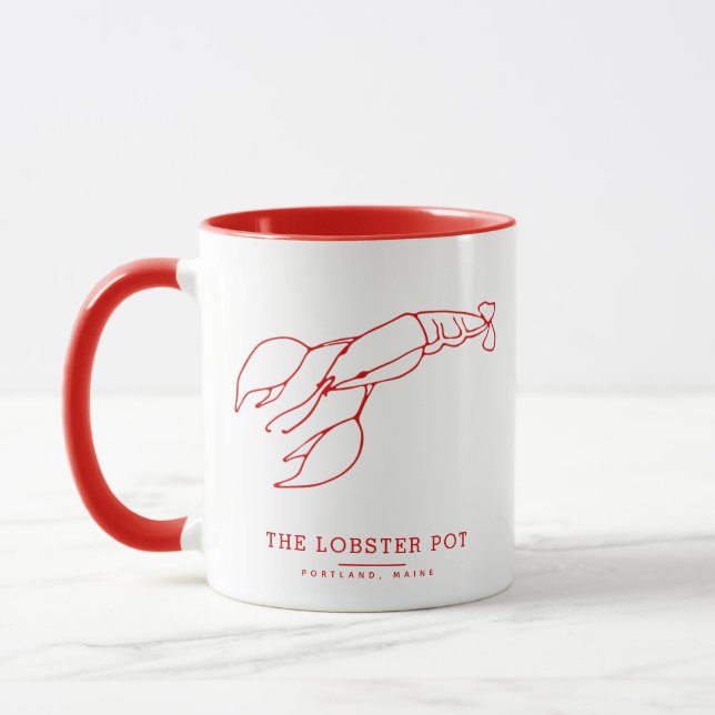 Elegant Nautical Blue Lobster / Seafood Restaurant Mug (Left)