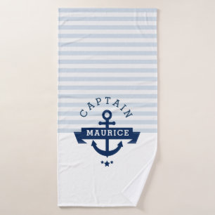 elegant nautical blue stripes bath towel set