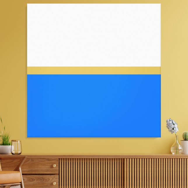 Elegant Nautical Blue White Banded Colour Fields Canvas Print (Insitu(LivingRoom))