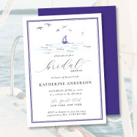 Elegant Nautical Boat Waves Birds Bridal Shower