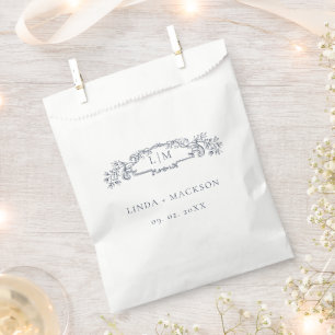 Elegant Nautical  botanical crest monogram wedding Favour Bags