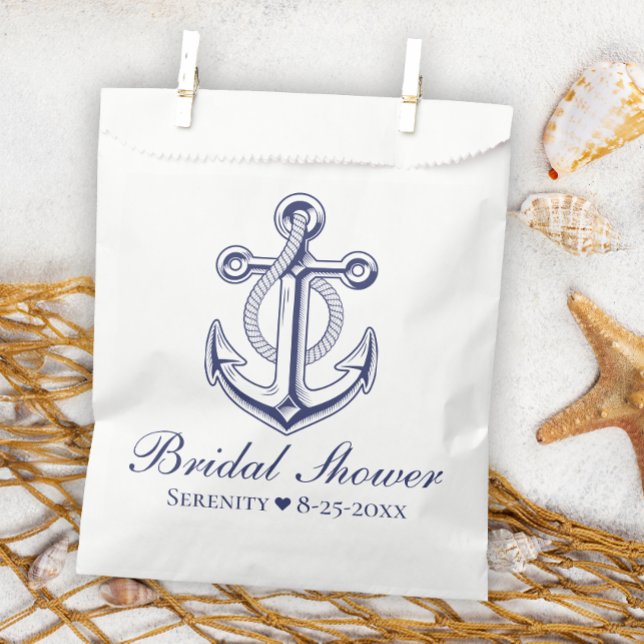 Elegant Nautical Bridal Shower Navy Blue Anchor  Favour Bags (Creator Uploaded)