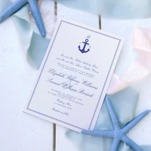 Elegant Nautical Clean Monogram Wedding Invite