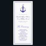 Elegant Nautical Clean Wedding Program Rack Cards<br><div class="desc">Customise this beautiful stylish elegant clean and simple monogram white nautical Wedding Program Rack Card. Modern crisp design with blue text and anchor image. All the elements are flexible and can be moved around,  resized or removed.</div>