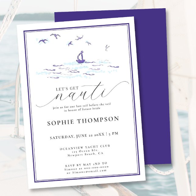Elegant Nautical Frame Boat Bachelorette Party Invitation (Creator Uploaded)